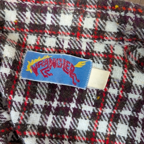 70s Wrangler Plaid Button Down Flannel Long Sleeve Buffalo Check Jacket - Picture 8 of 8
